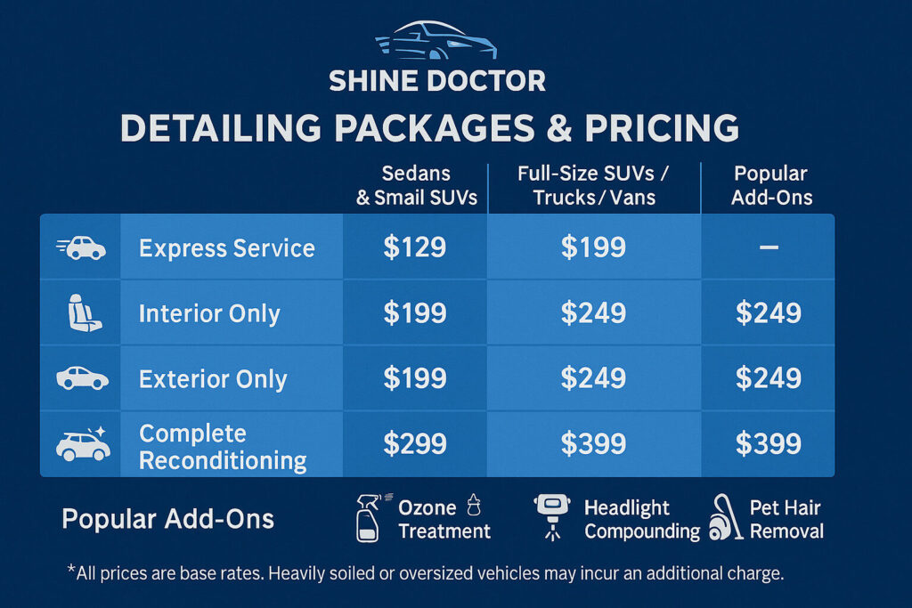 Shine Doctor Car Detailing Near Enfield CT | Pricing Plans